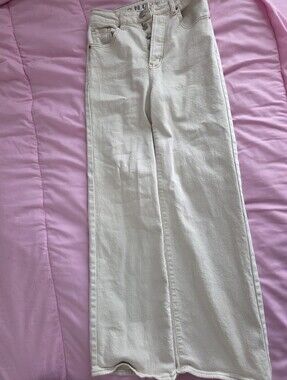 High-Rise Cream Wide-Leg Women’s Jeans